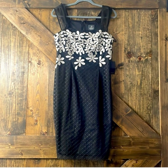 ADRIANNA PAPELL Laticce Embroidered Sheathe Dress - Picture 2 of 13